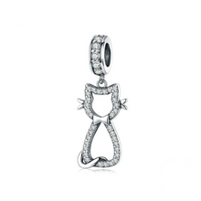 Load image into Gallery viewer, Bow Tie Kitty Charm in Sterling Silver 
