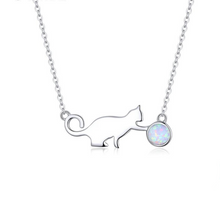 Load image into Gallery viewer, Opal Cat Necklace Sterling Silver
