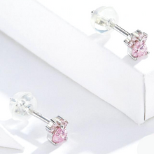 Load image into Gallery viewer, Pink Paw Earrings in Sterling Silver
