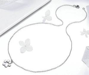 Sterling Silver 925 Cat Pawprint Necklace