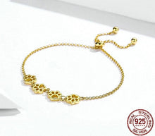 Load image into Gallery viewer, Gold Paw Print Bracelet adjustable
