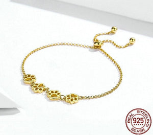 Gold Paw Print Bracelet adjustable