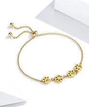 Load image into Gallery viewer, Gold Paw Print Bracelet adjustable
