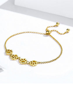 Gold Paw Print Bracelet adjustable