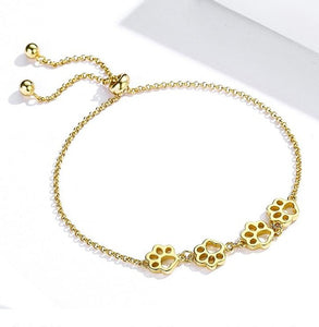 Gold Paw Print Bracelet adjustable