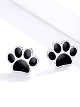 Load image into Gallery viewer, Black paw Earrings in Sterling Silver
