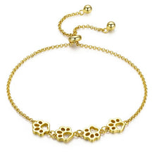 Load image into Gallery viewer, Gold Paw Print Bracelet adjustable
