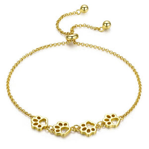 Gold Paw Print Bracelet adjustable