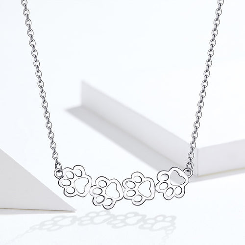 Cat Paw Necklace in Sterling Silver 925