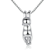 Load image into Gallery viewer, Sterling Silver 925 Hanging cat necklace
