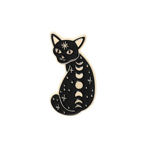 Magic Cat Brooches in black and gold