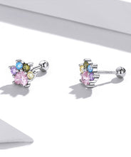 Load image into Gallery viewer, Rainbow Paw Earrings in Sterling Silver
