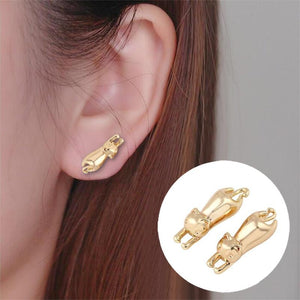 Gold Stretch Cat Stud Earrings