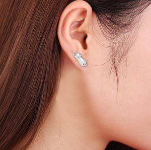 Silver Stretch Cat Stud Earrings