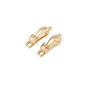 Gold Stretch Cat Stud Earrings